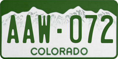 CO license plate AAW072