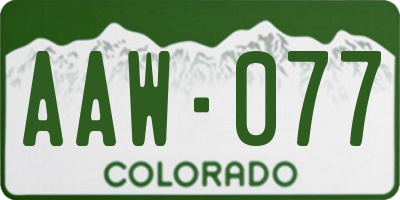CO license plate AAW077