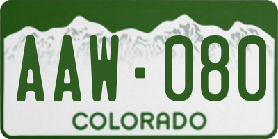 CO license plate AAW080