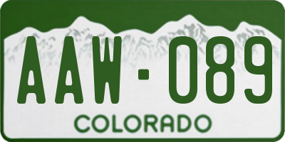 CO license plate AAW089
