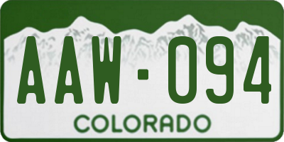 CO license plate AAW094