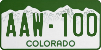 CO license plate AAW100