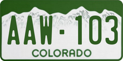 CO license plate AAW103