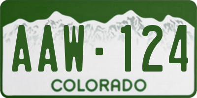 CO license plate AAW124