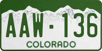 CO license plate AAW136