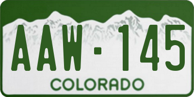 CO license plate AAW145