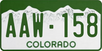 CO license plate AAW158