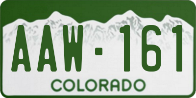 CO license plate AAW161