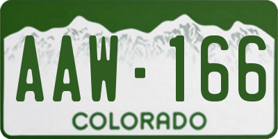 CO license plate AAW166