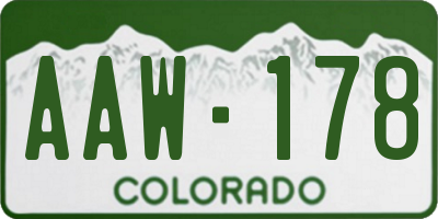 CO license plate AAW178