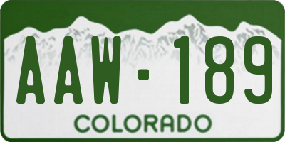 CO license plate AAW189