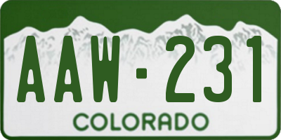 CO license plate AAW231