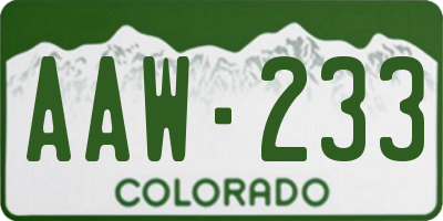 CO license plate AAW233
