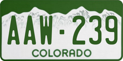 CO license plate AAW239