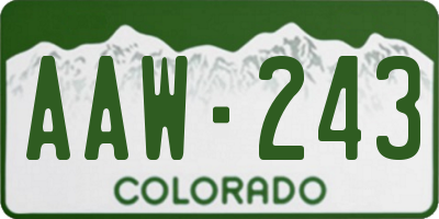 CO license plate AAW243
