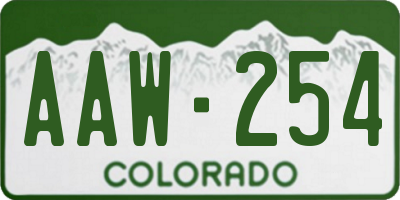 CO license plate AAW254