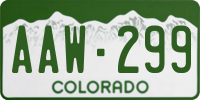CO license plate AAW299