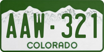 CO license plate AAW321