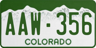 CO license plate AAW356