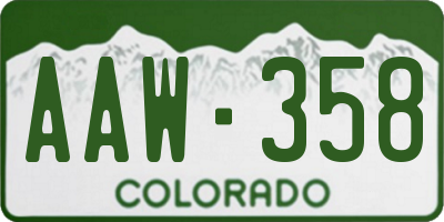 CO license plate AAW358
