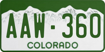 CO license plate AAW360