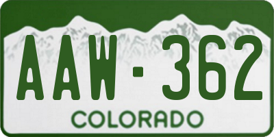 CO license plate AAW362
