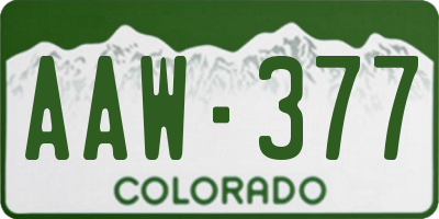 CO license plate AAW377