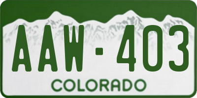 CO license plate AAW403