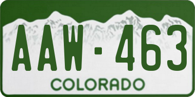 CO license plate AAW463