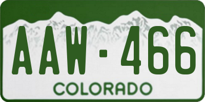 CO license plate AAW466