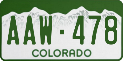 CO license plate AAW478