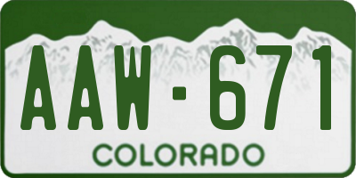 CO license plate AAW671