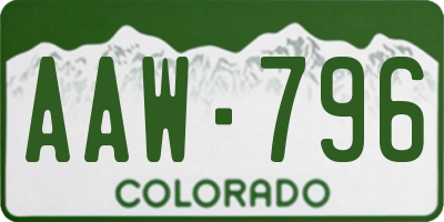 CO license plate AAW796