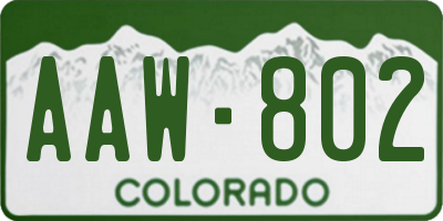 CO license plate AAW802