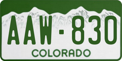 CO license plate AAW830