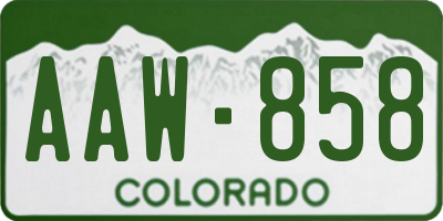 CO license plate AAW858