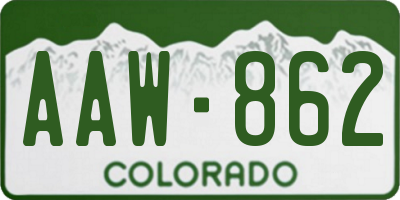 CO license plate AAW862