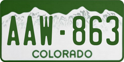 CO license plate AAW863