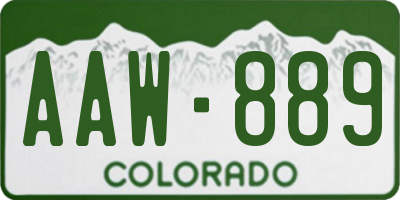CO license plate AAW889