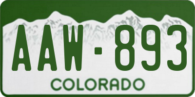 CO license plate AAW893