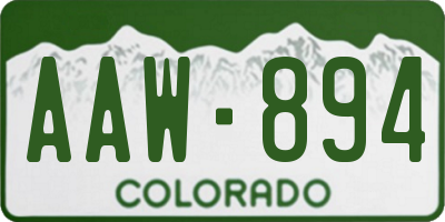 CO license plate AAW894