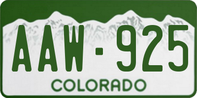 CO license plate AAW925