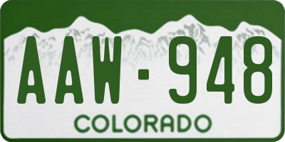 CO license plate AAW948