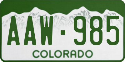 CO license plate AAW985