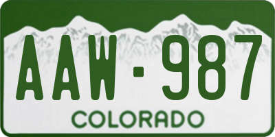 CO license plate AAW987