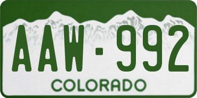 CO license plate AAW992