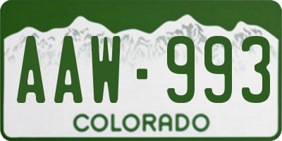 CO license plate AAW993