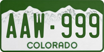 CO license plate AAW999