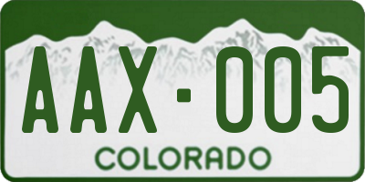CO license plate AAX005