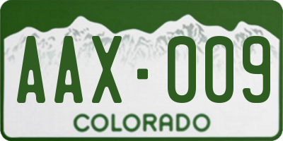 CO license plate AAX009